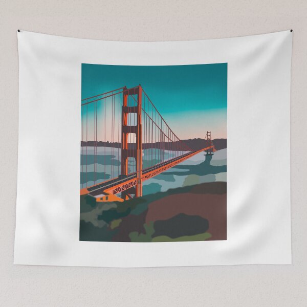 Item preview, sunset at the golden gate bridge, san francisco, digital illustration  designed and sold by robinverheul.