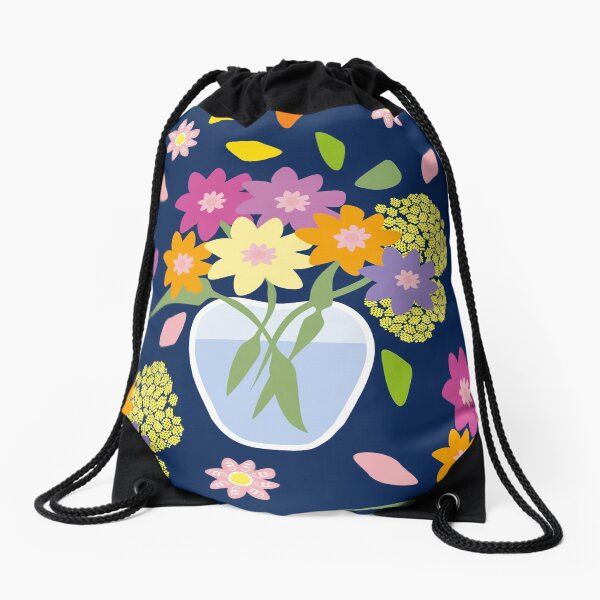Little Gracie Flower Vase Repeat Drawstring Bag