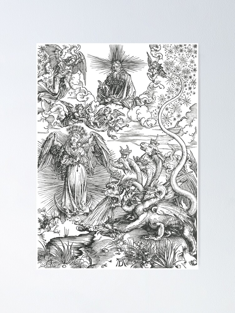 Die Sonnenfrau Und Der Siebenkopfige Drache Albrecht Durer Poster Von Playmap Redbubble