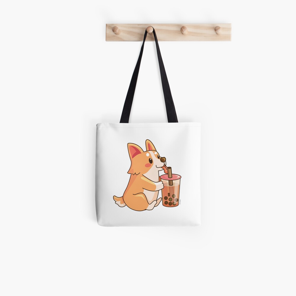 Cute Corgi Boba Tote Bag
