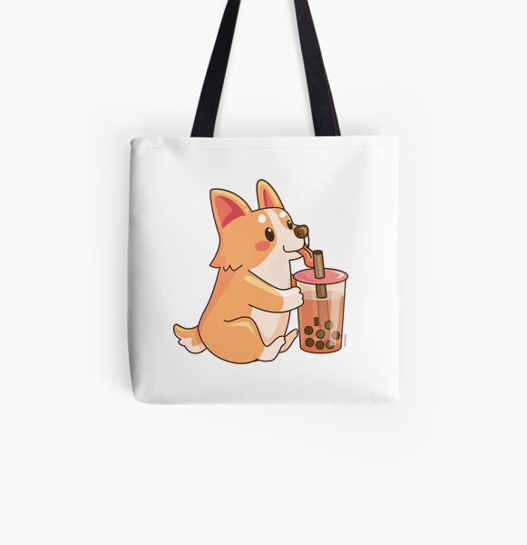 Cute Corgi Boba All Over Print Tote Bag