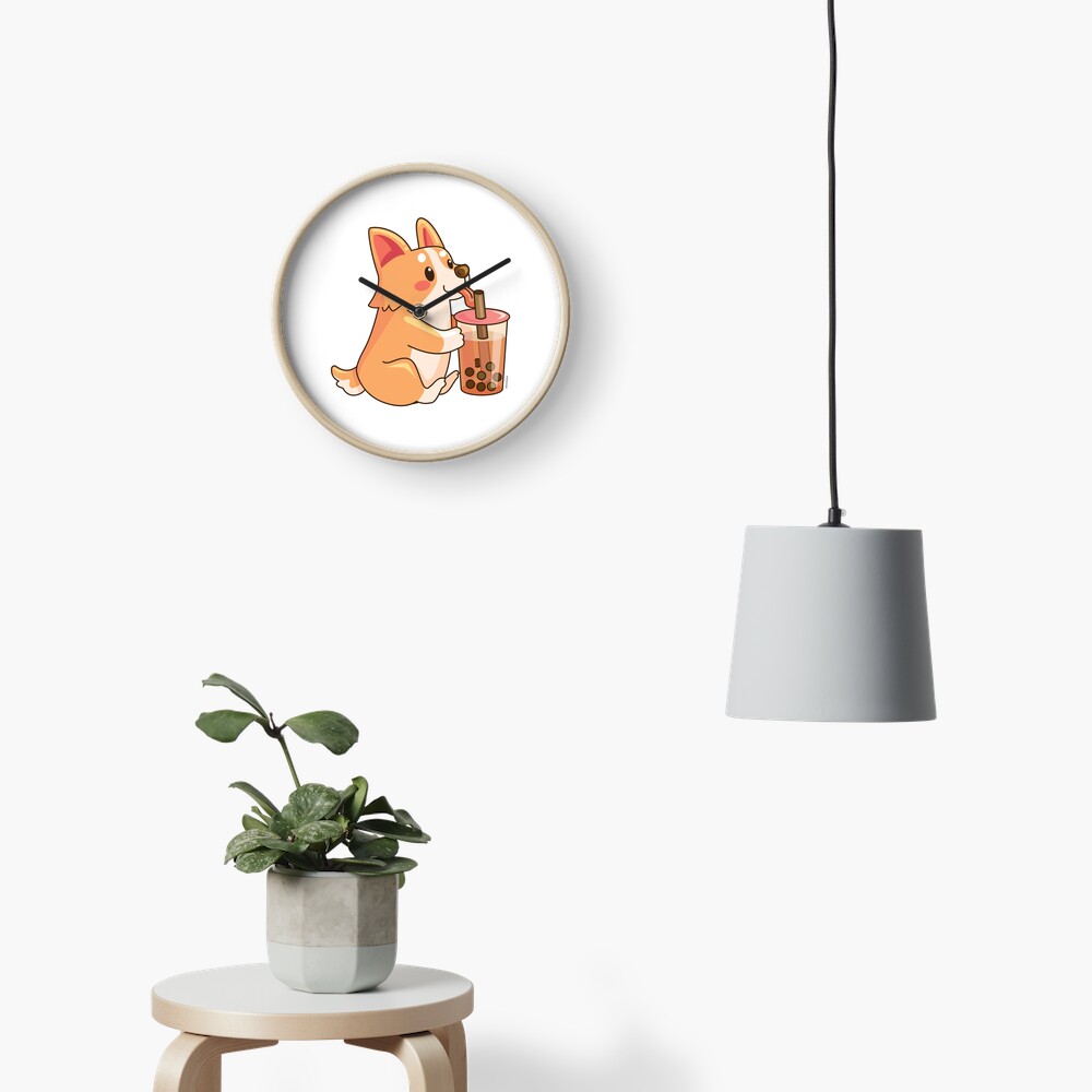 Cute Corgi Boba Clock