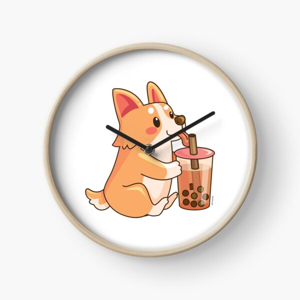 Cute Corgi Boba Clock