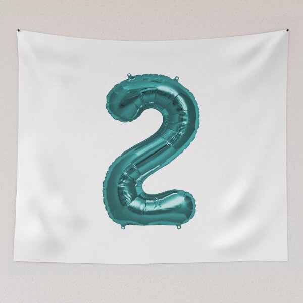 Item preview, Two Number 2 Metallic Aqua Blue Mylar Foil Helium Balloon for Two Year Old Toddler Birthday  designed and sold by Birthdates.