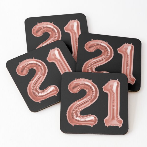 Item preview, Rose Gold on Black 21st Birthday Metallic Helium Balloons Numbers designed and sold by Birthdates.