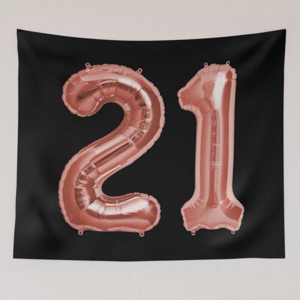 Item preview, Rose Gold on Black 21st Birthday Metallic Helium Balloons Numbers designed and sold by Birthdates.