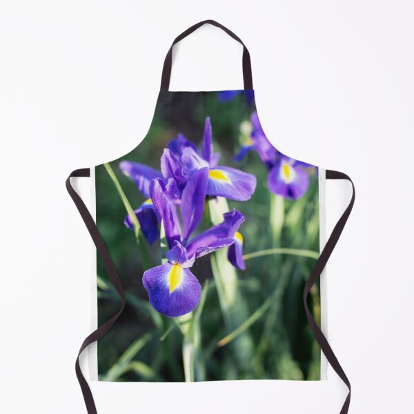 Item preview,  irises on a blurred background lilac with a yellow center on the petals designed and sold by alinalenz.