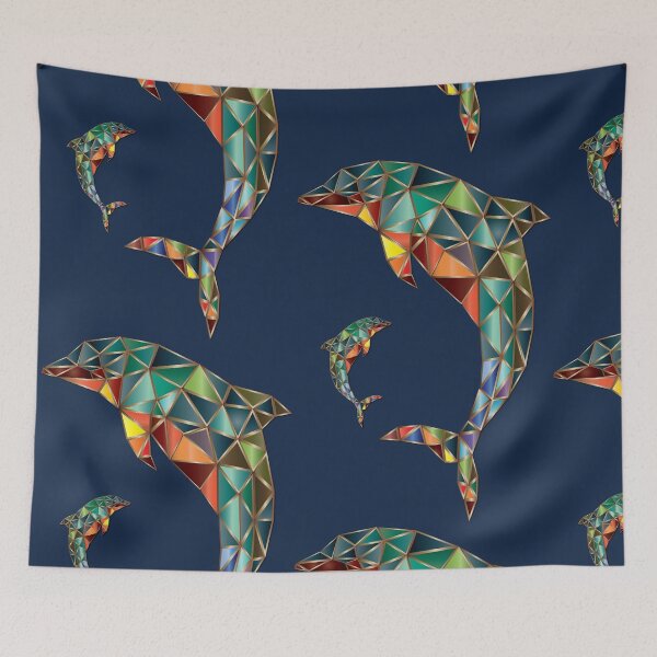 Item preview, Polygon Colorful Dolphins with Baby designed and sold by Nobiya.