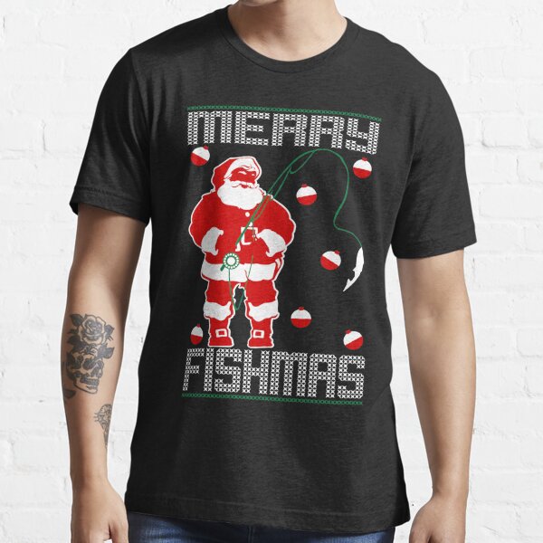 Santa fishing with Christmas ugly t-shirt - Limotees