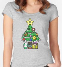 Super Mario - Mushroom Kingdom Christmas (Old) Women's Fitted Scoop T-Shirt
