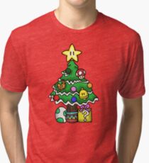 Super Mario - Mushroom Kingdom Christmas Tri-blend T-Shirt