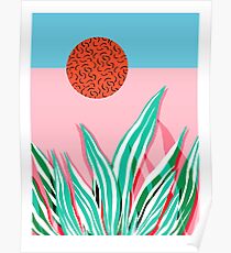 Freakin' - memphis throwback style palm springs neon art print 1980s vintage desert road trippin Poster
