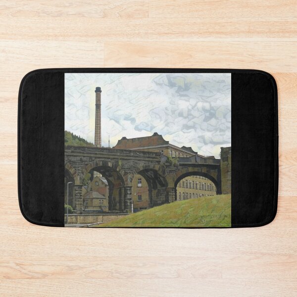Item preview,  - Bailey Hall Mill & Chimney, Halifax West Yorkshire -  Beacon Hill railway viaduct. designed and sold by JACQUELINE MCKENZIE.