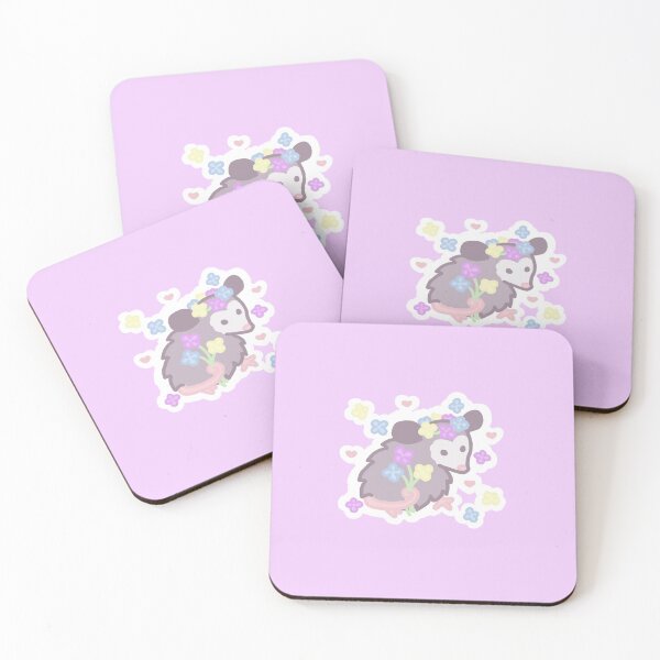 Item preview, lavender opossum baby with flower crown and bouquet designed and sold by Lindsey Sheets.