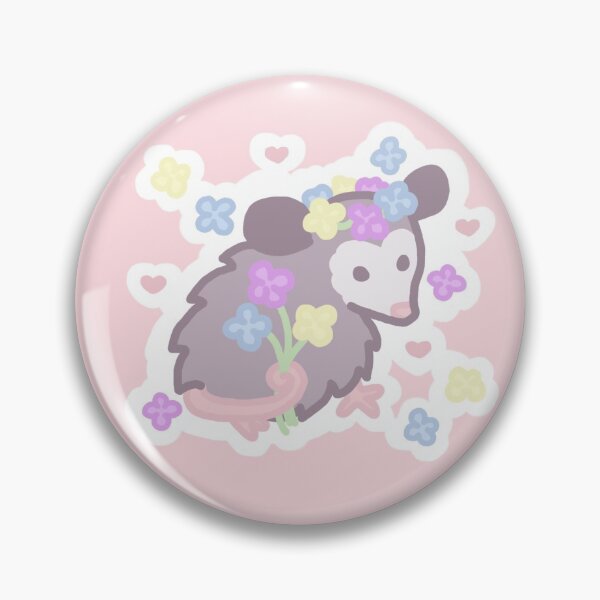 Item preview, pink opossum baby with flower crown and bouquet designed and sold by Lindsey Sheets.