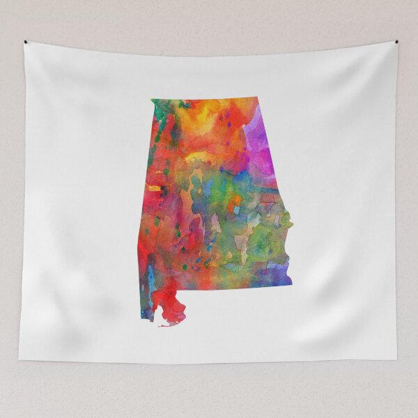 Item preview, Alabama Watercolor Map by Zouzounio Art designed and sold by zouzounioart.