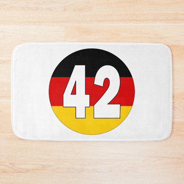 Artikelvorschau, Nummer 42 mit Deutschlandflagge im Hintergrund entworfen und verkauft von AllShirts21.