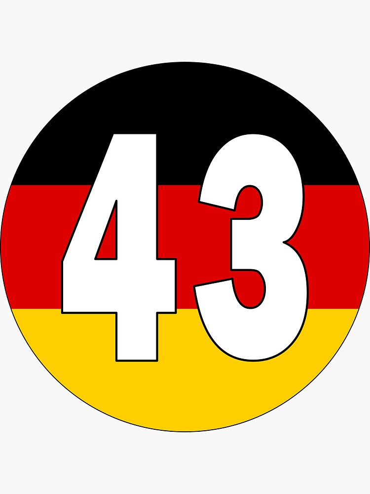 Number 43 with Germany flag on the background | Sticker