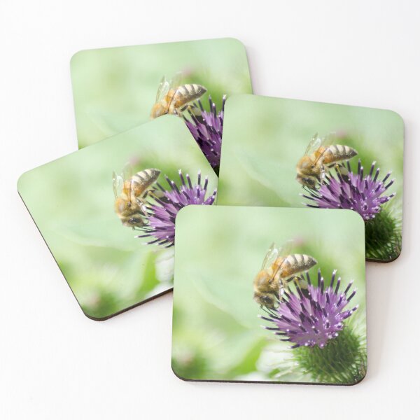Item preview, A Western Honey Bee (Apis mellifera) on a thistle designed and sold by rodmacpherson.