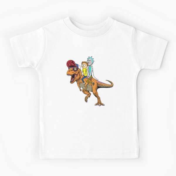 Rick and Morty Riding A dinosaur Kids T-Shirt