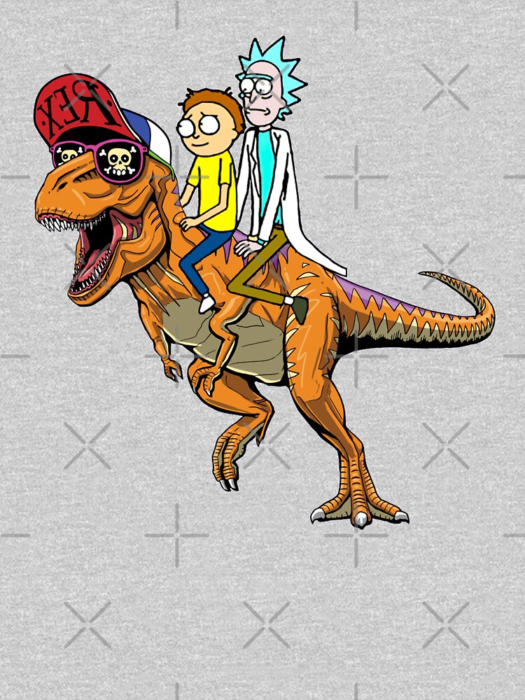 Rick and Morty Riding A dinosaur by CrazyDots21