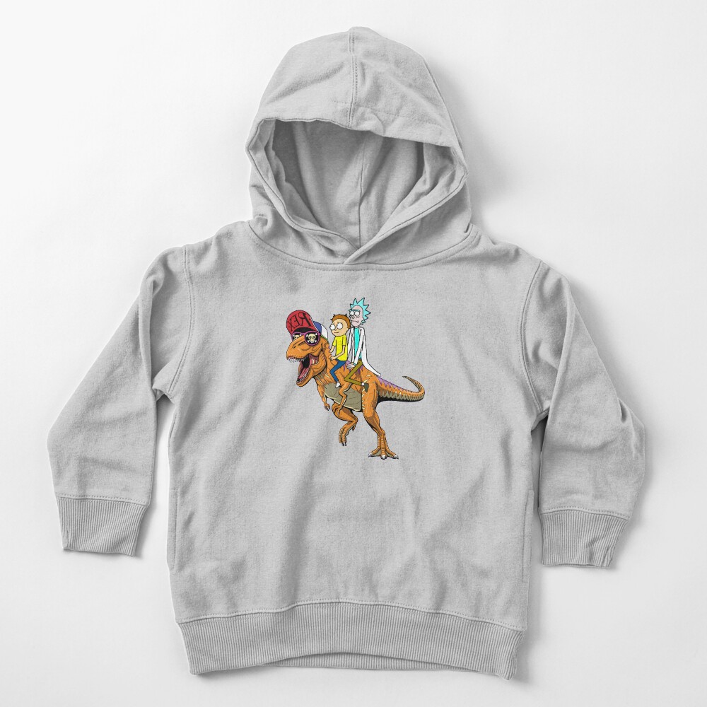 Rick and Morty Riding A dinosaur Toddler Pullover Hoodie