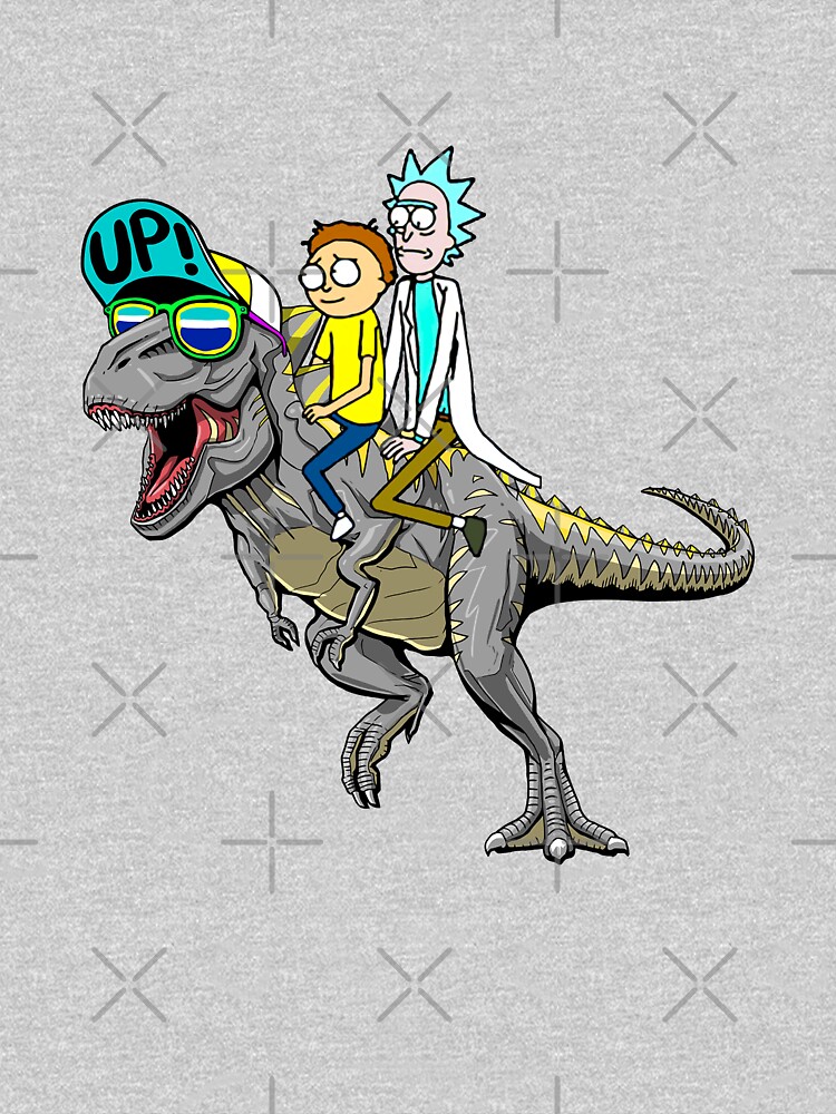 Rick and Morty Riding A dinosaur by CrazyDots21