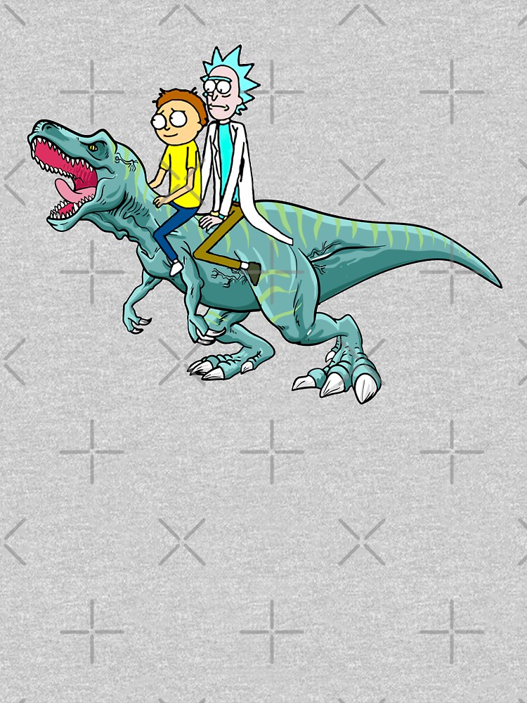 Rick and Morty Riding A dinosaur by CrazyDots21