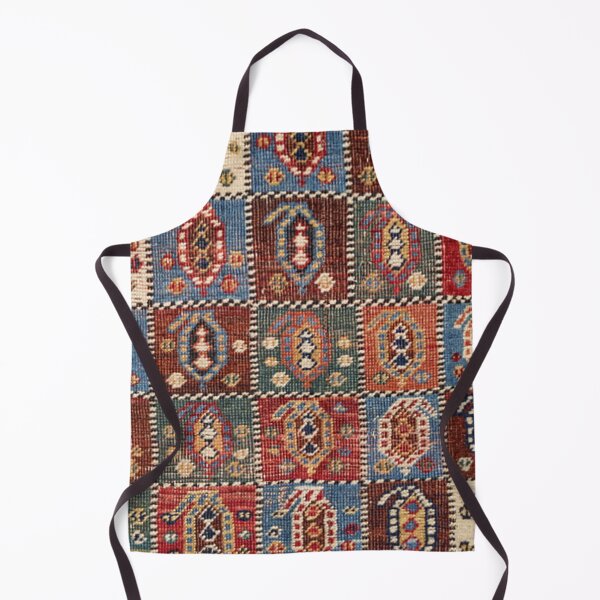 Item preview, Checkerboard Persian Fars 19th Century Authentic Colorful Brown Red Green Rug designed and sold by vintagepatterns.
