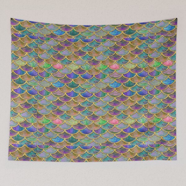 Item preview, Color  glitter and  gold mermaid scales  designed and sold by TopDesignArt.