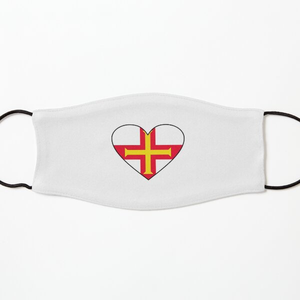 Face Mask, Guernsey Heart Flag. Bailiwick of Guernsey Flag Face Covering. Kids Mask