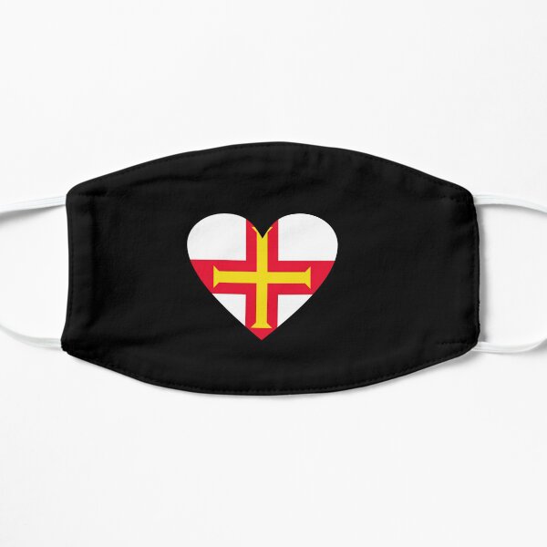 Face Mask, Guernsey Heart Flag. Bailiwick of Guernsey Flag Face Covering. Mask
