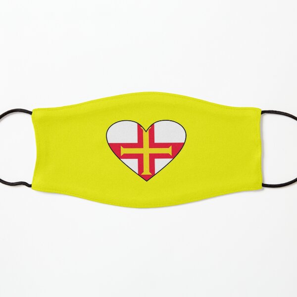 Face Mask, Guernsey Heart Flag. Bailiwick of Guernsey Flag Face Covering. Kids Mask