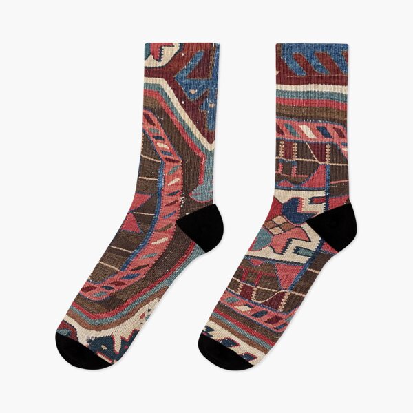 Artikelvorschau, Tat Kilim / / 19. Jahrhundert Farbenfroher rosa blau brauner Arizona Western Cowboy Stil verzierter Akzentteppich entworfen und verkauft von vintagepatterns.