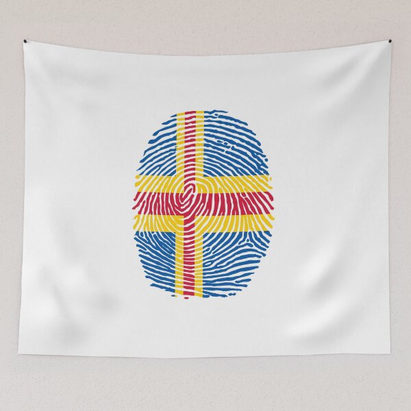 Item preview, aland islands flag fingerprint style , colourfull nice and beautiful designed and sold by rashadat.