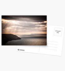 lundy island and baggy point on a dark afternoon Postcards