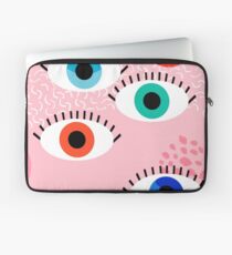 Noob - eyes memphis retro throwback 1980s 80s style neon art print pop art retro vintage minimal Laptop Sleeve