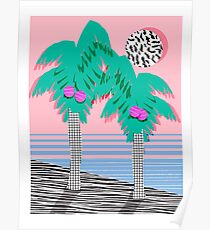 Most Definately - palm tree throwback memphis style retro art print 80s 1980 neon palm springs Poster