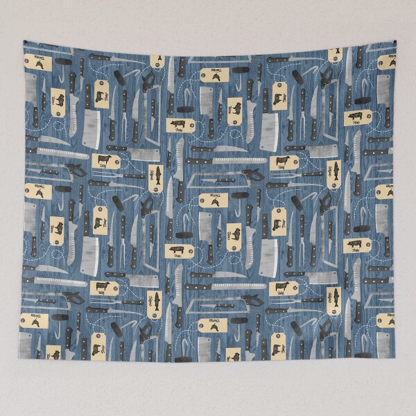 Item preview, Butchers Tools or Chef Knives - Blue  designed and sold by WickedRefined - Nicole Demereckis.