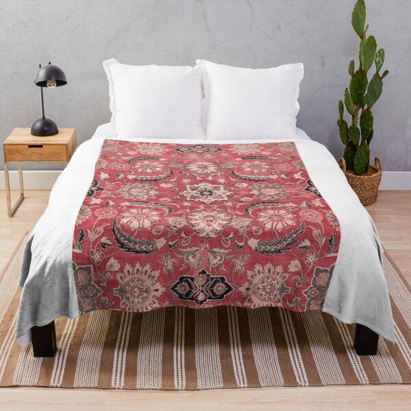 Item preview, Vintage Blossom III // 16th Century Tibet Ornamental Moody Red Vines Colorful Ornate Rug Pattern designed and sold by vintagepatterns.