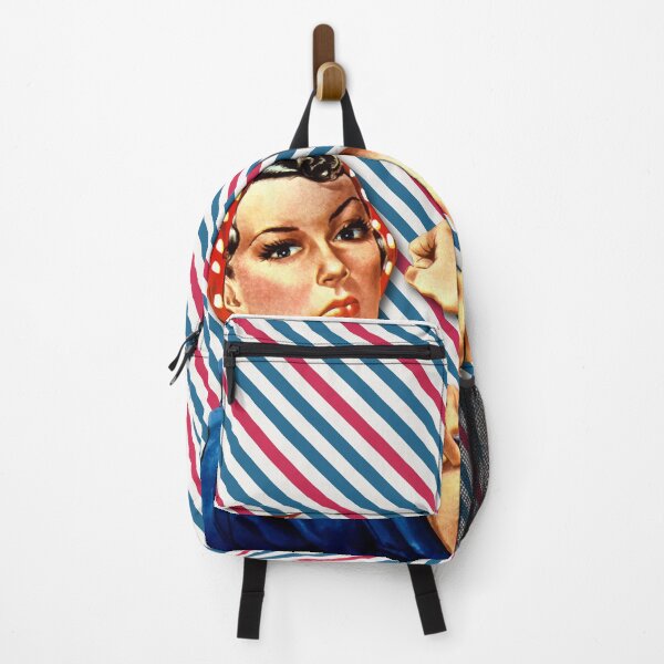 Item preview, Rosie the Riveter - Red and Blue Stripes pattern designed and sold by Shop Your Aesthetic.