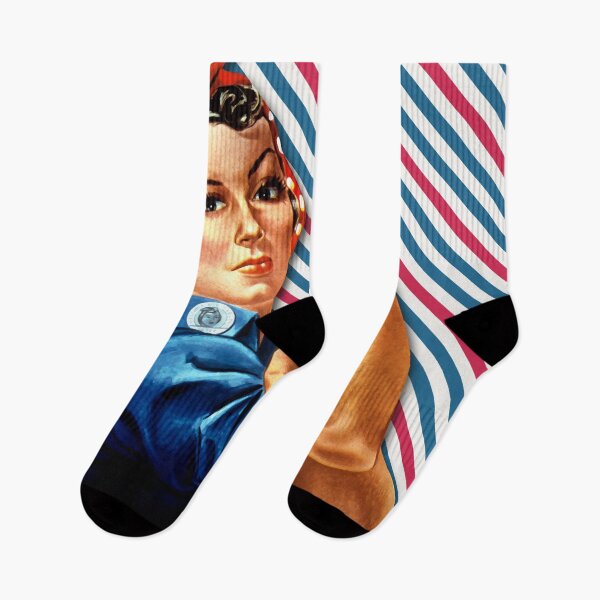 Item preview, Rosie the Riveter - Red and Blue Stripes pattern designed and sold by Shop Your Aesthetic.