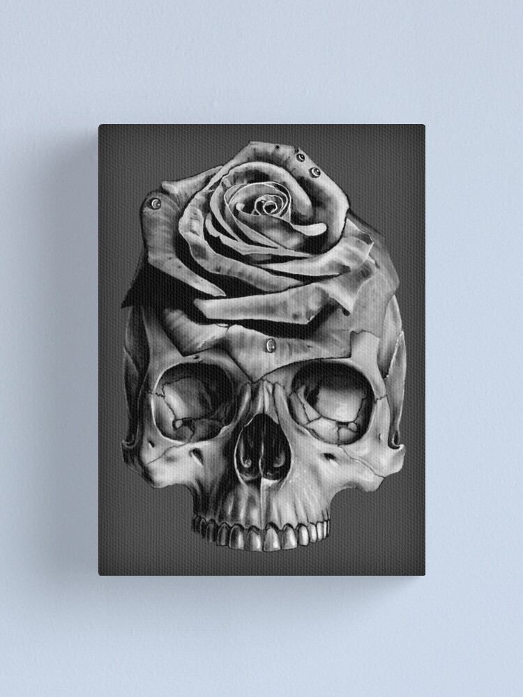 Schadel Rose Leinwanddruck Von Bonedesigns Redbubble