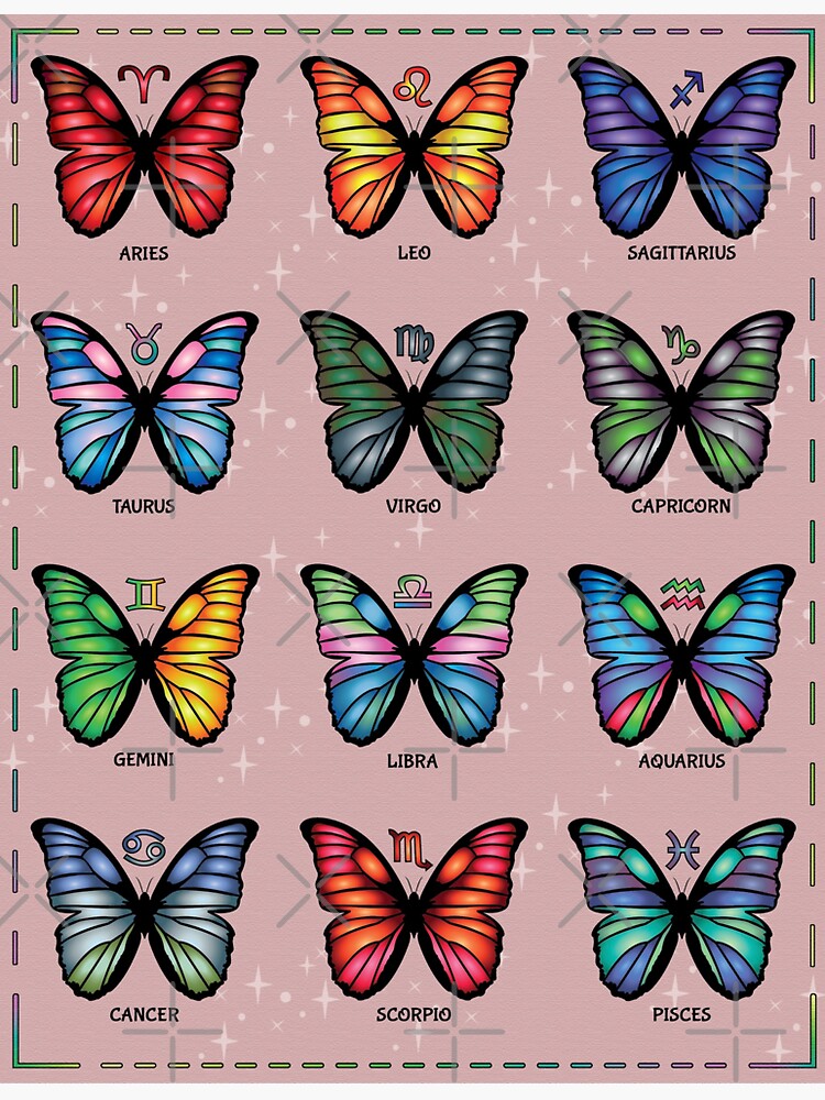 "Zodiac Butterfly Chart" Sticker by jadexgraphix Redbubble