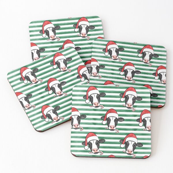 Item preview, Christmas Cow - Watercolor Green Stripes designed and sold by littlearrow.