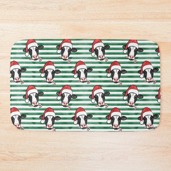 Item preview, Christmas Cow - Watercolor Green Stripes designed and sold by littlearrow.