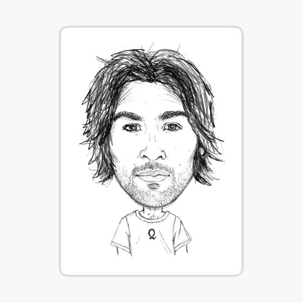 Jake Johnson – Skateboarder Pencil Portrait Drawing Sticker