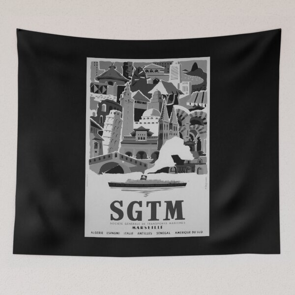 Item preview, Sgtm Marseille Noire retro poster designed and sold by CorasPosters.