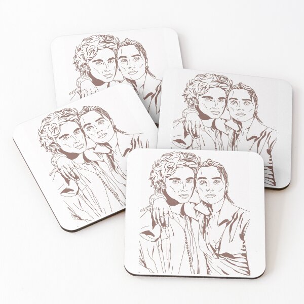 Item preview, Saoirse & Timothée Line Drawing (Taupe-ish) designed and sold by kaitlynmuellerr.