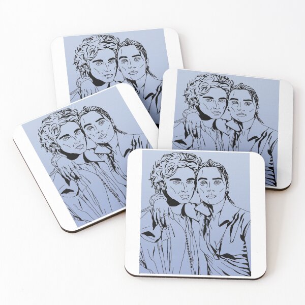Item preview, Saoirse & Timothée Line Drawing (Blue) designed and sold by kaitlynmuellerr.